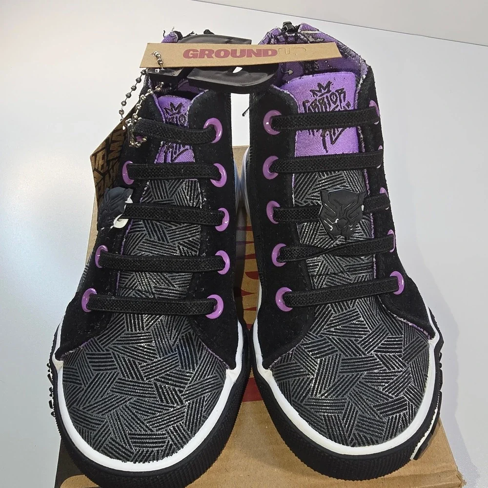 Marvel Black Panther Ground Up High Top Sneakers Boys Size 9 Black Purple Box
